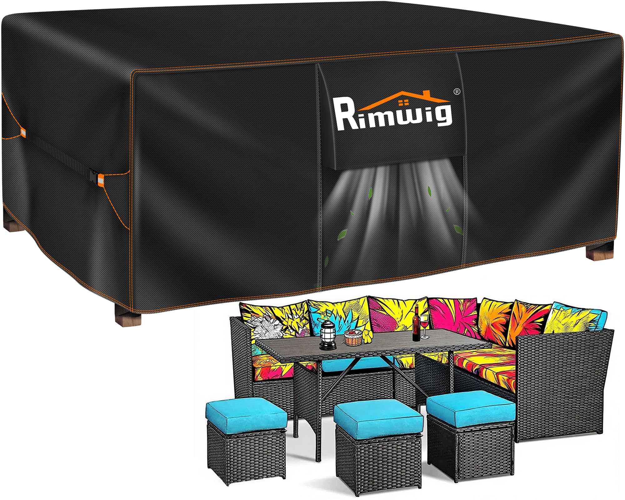 Extra large Patio Furniture Set Covers Waterproof, outdoor furniture covers clearance, Sectional Sofa Couch Set Covers, Outside Table Chair Set Cover Rectangular Heavy Duty 110" L x 57" W x 28" H