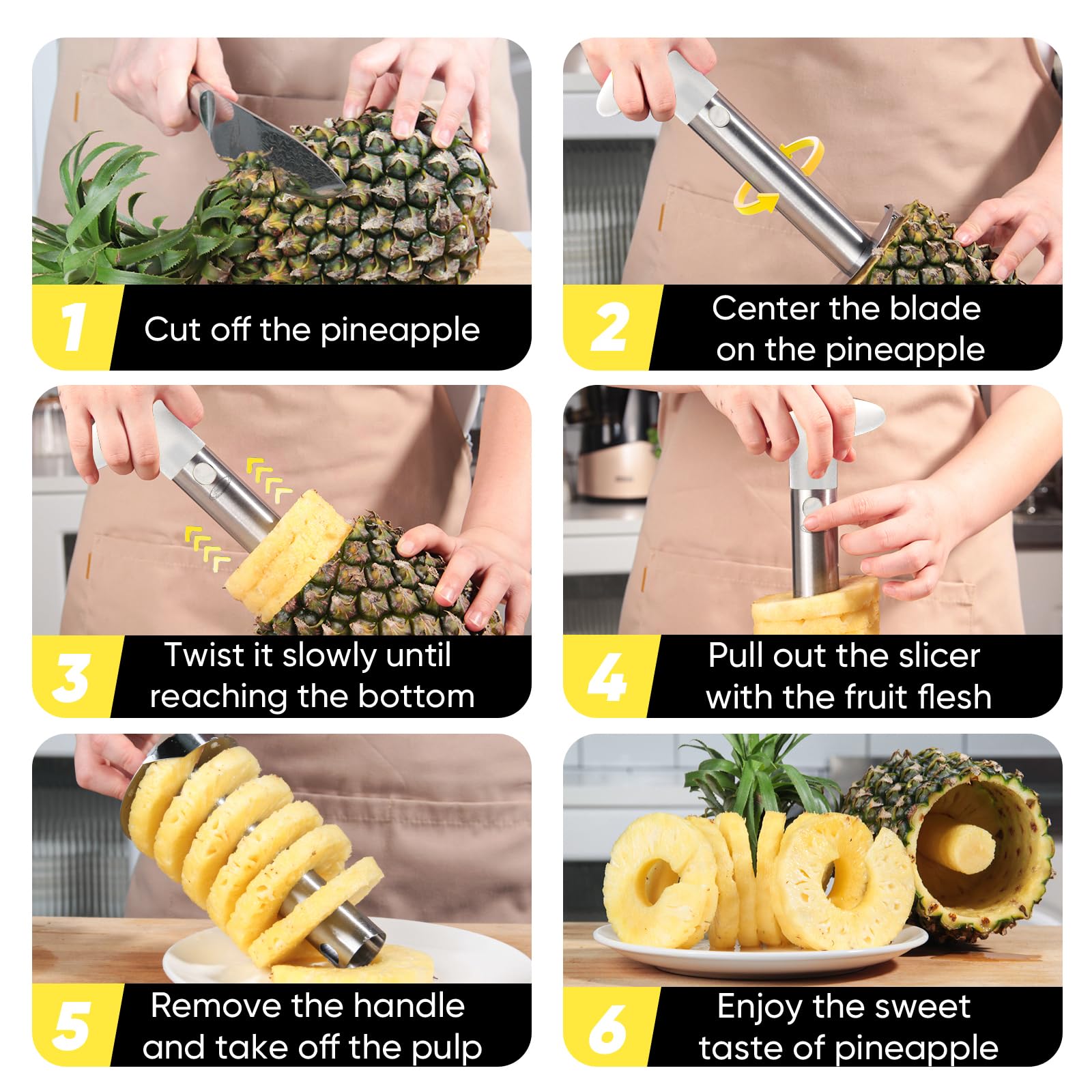 Pineapple Corer, [Upgraded, Reinforced, Thicker Blade] Newness Premium Pineapple Corer Remover, Stainless Steel Pineapple Core Remover Tool for Home & Kitchen with Sharp Blade for Diced Fruit Rings