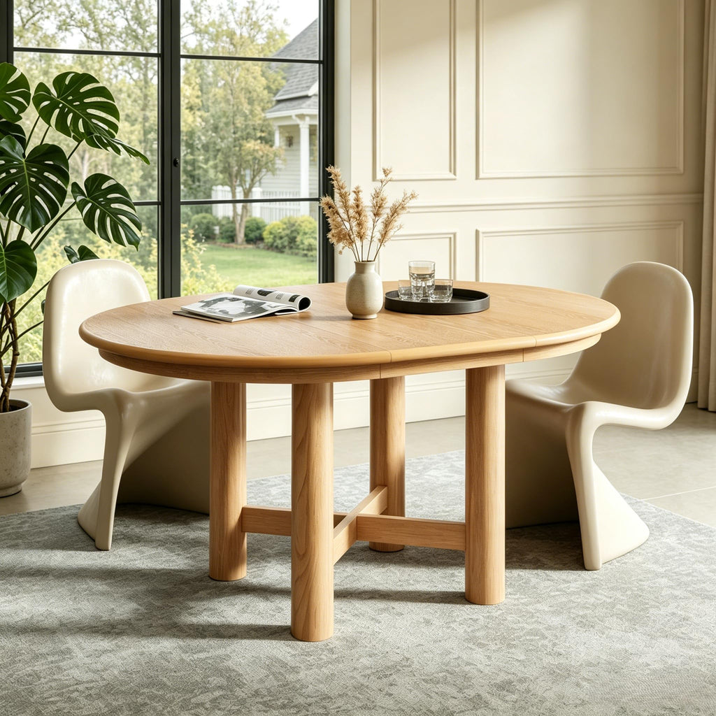 LUMISOL Round Dining Table for 4-6 People, 41"-57" Extendable Kitchen Table with 16" Removable Leaf for Small Places, Kitchen, Dining Room, Espresso