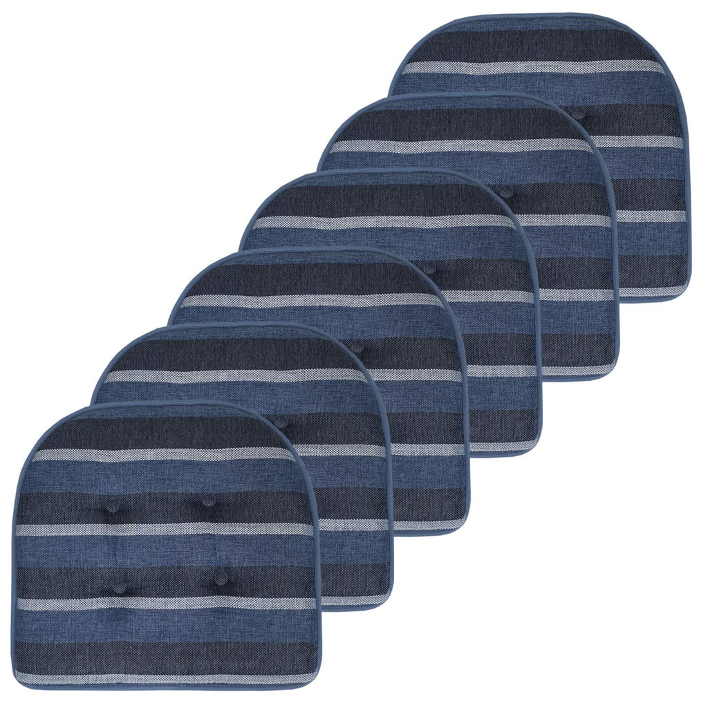 Sweet Home Collection Chair Cushion Memory Foam Pads Tufted Slip Non Skid Rubber Back U-Shaped 17" x 16" Seat Cover, 2 Count (Pack of 1), Black