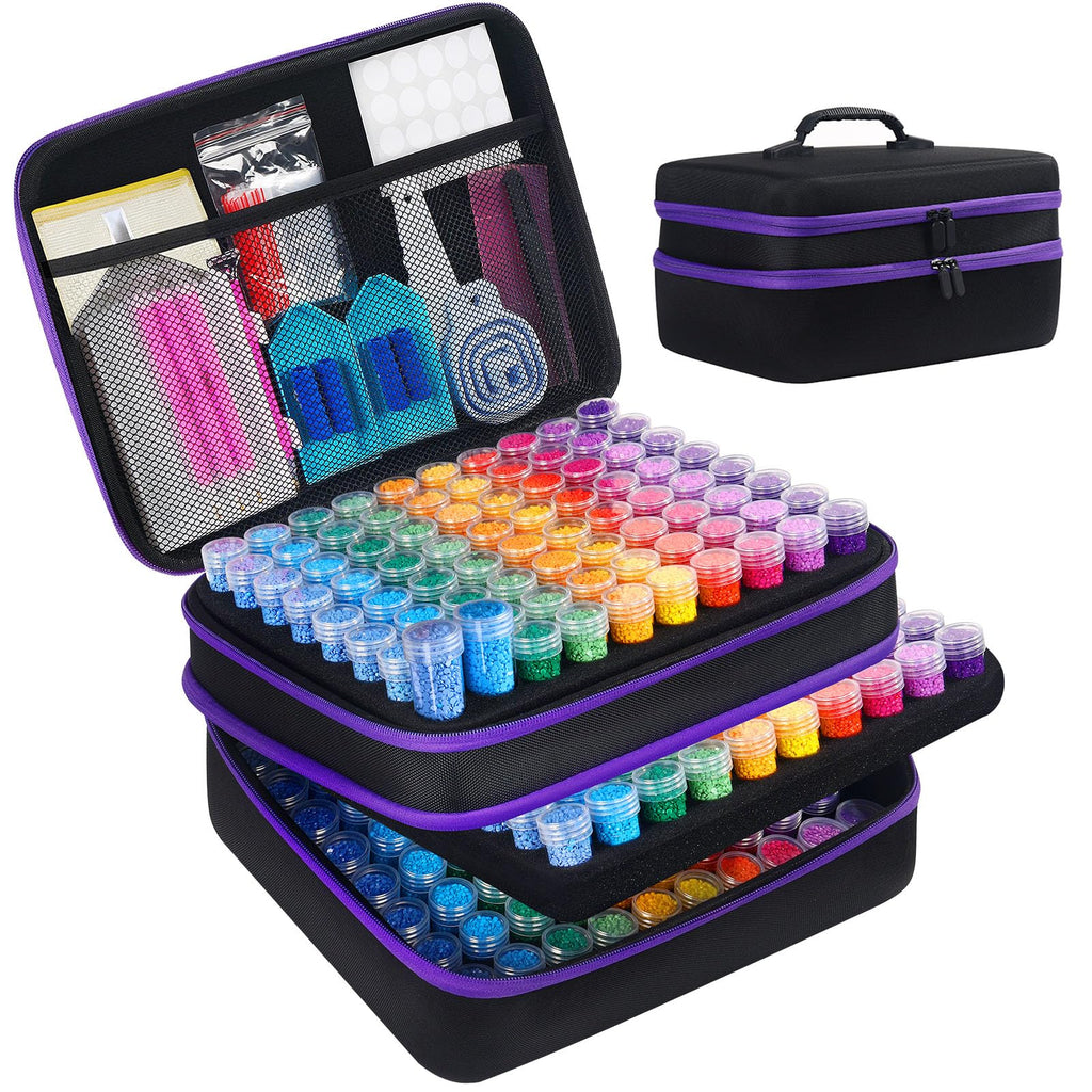 Douorgan Diamond Painting Storage Containers Portable Bead Organizer Shockproof Bead Art Storage Case Jewelry Beads Storage Box (30 Small Boxes)