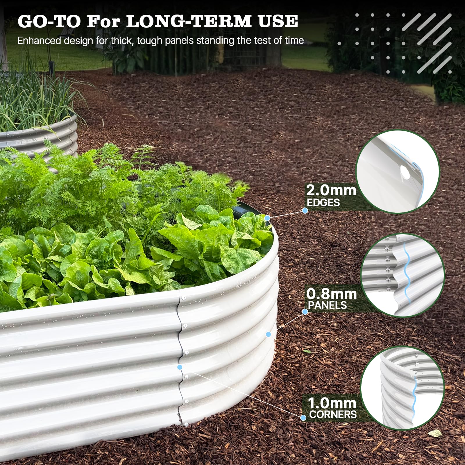 A ANLEOLIFE 2-Pack 3ft x 24” Tall Galvanized Raised Garden Beds Outdoor, Round Metal Planter Box for Planting Vegetables Flowers Herb, Anti-Rust & Easy-Setup, Quartz Grey