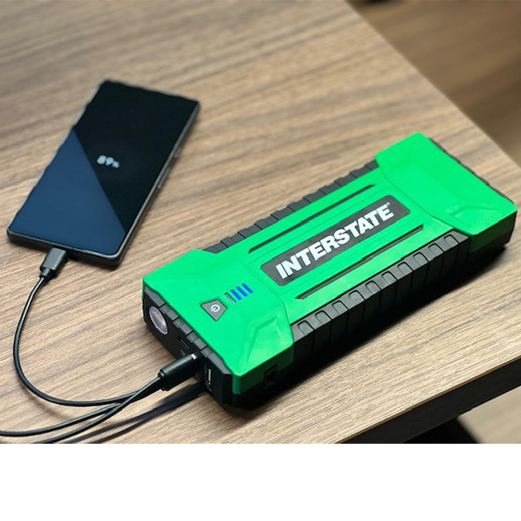 Interstate Batteries Jump Starter and Charger 12V 700A (8,000mAh, 8Ah) Portable LED Jumpstart Battery Power Pack for 12 Volt Automotives, USB Electronics (JMP0800)