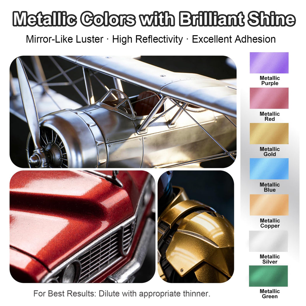Airbrush Paint - 42 Colors Air Brush Painting Set with 4.05 fl oz Thinner, Iridescent, Neon & Metallic Acrylic Paints, Ready-to-Spray, Water-Based for Paper, Canvas, Wood, Fabric, Models