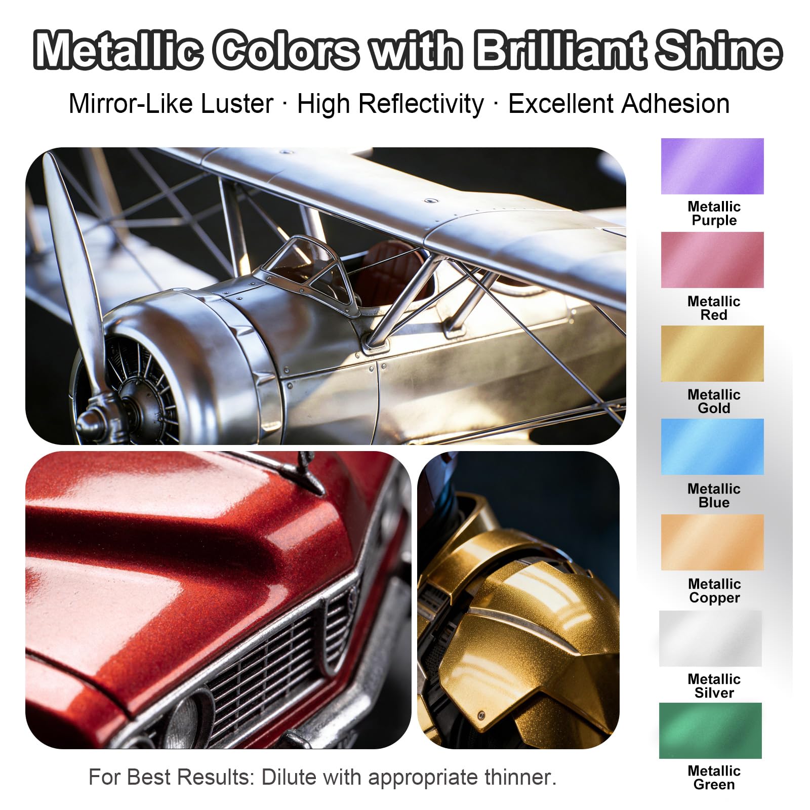 Airbrush Paint - 42 Colors Air Brush Painting Set with 4.05 fl oz Thinner, Iridescent, Neon & Metallic Acrylic Paints, Ready-to-Spray, Water-Based for Paper, Canvas, Wood, Fabric, Models