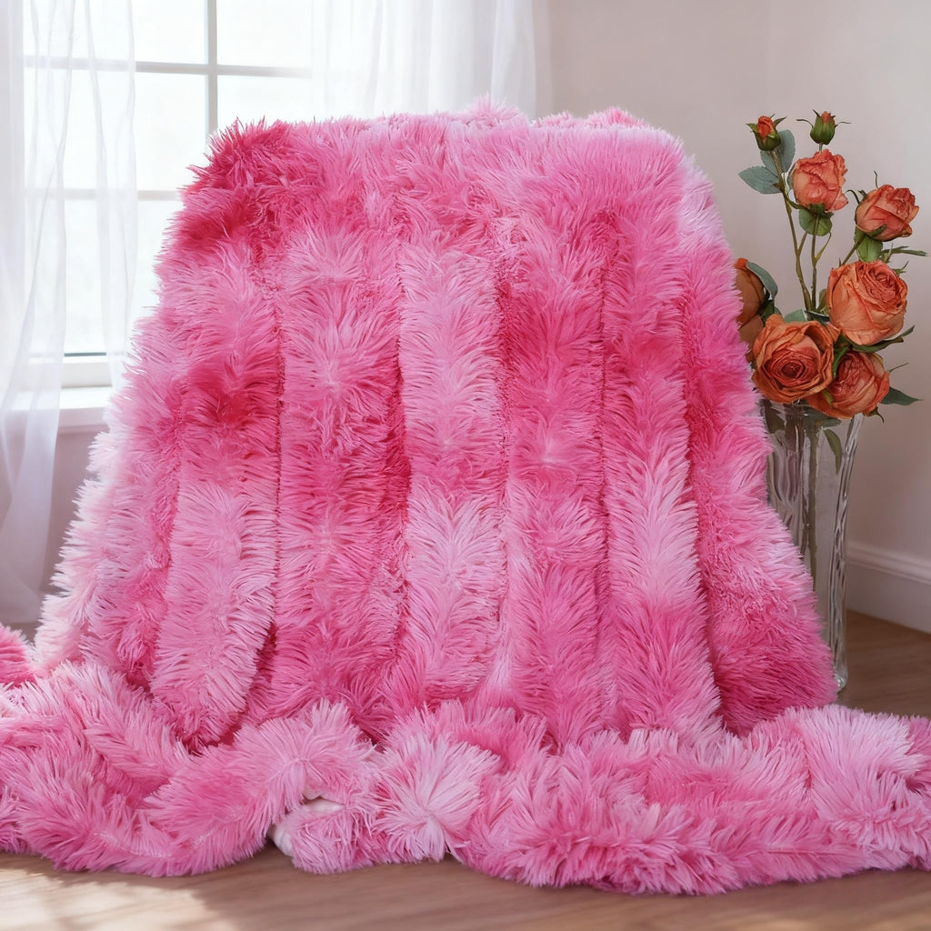 Plush Super Soft Blanket Bedding Sofa Cover Furry Fuzzy Fur Warm Throw Qulit Cozy Couch Blanket for Winter (51"x63", Black)