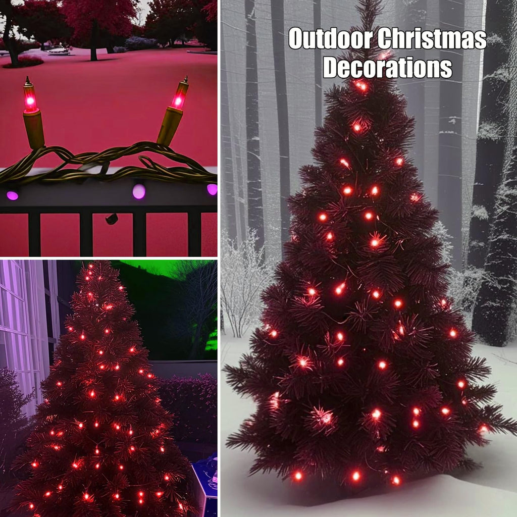 HISHINY Christmas Lights 100 Count Pink Christmas Tree String Lights with Green Wire for Outdoor Indoor Christmas Decorations Wedding Decorations Valentines Day Decor,UL Certified (21feet)