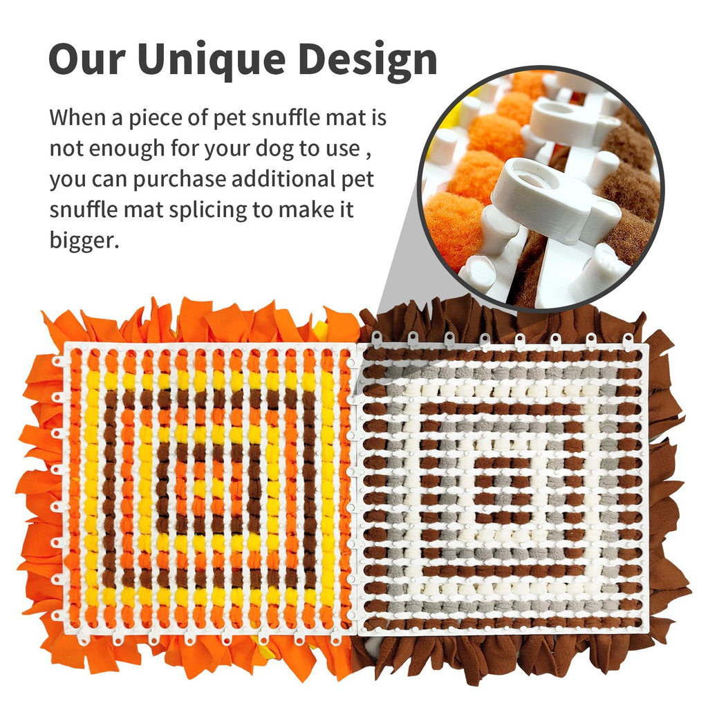 LIVEKEY Pet Snuffle Mat for Dogs, Dog Feeding Mat, Nosework Training Mats for Foraging Instinct Interactive Puzzle Toys (Orange&Yellow&Brown)