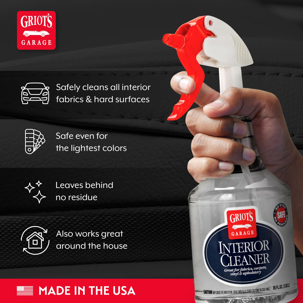 Griot's Garage Interior Cleaner Spray for Car Seats, Carpet, Upholstery Fabric, Floor Mat, Vinyl, Dashboard, Ideal for Truck, SUV, RV, Boat, and More, 10956, 22 Fl Oz