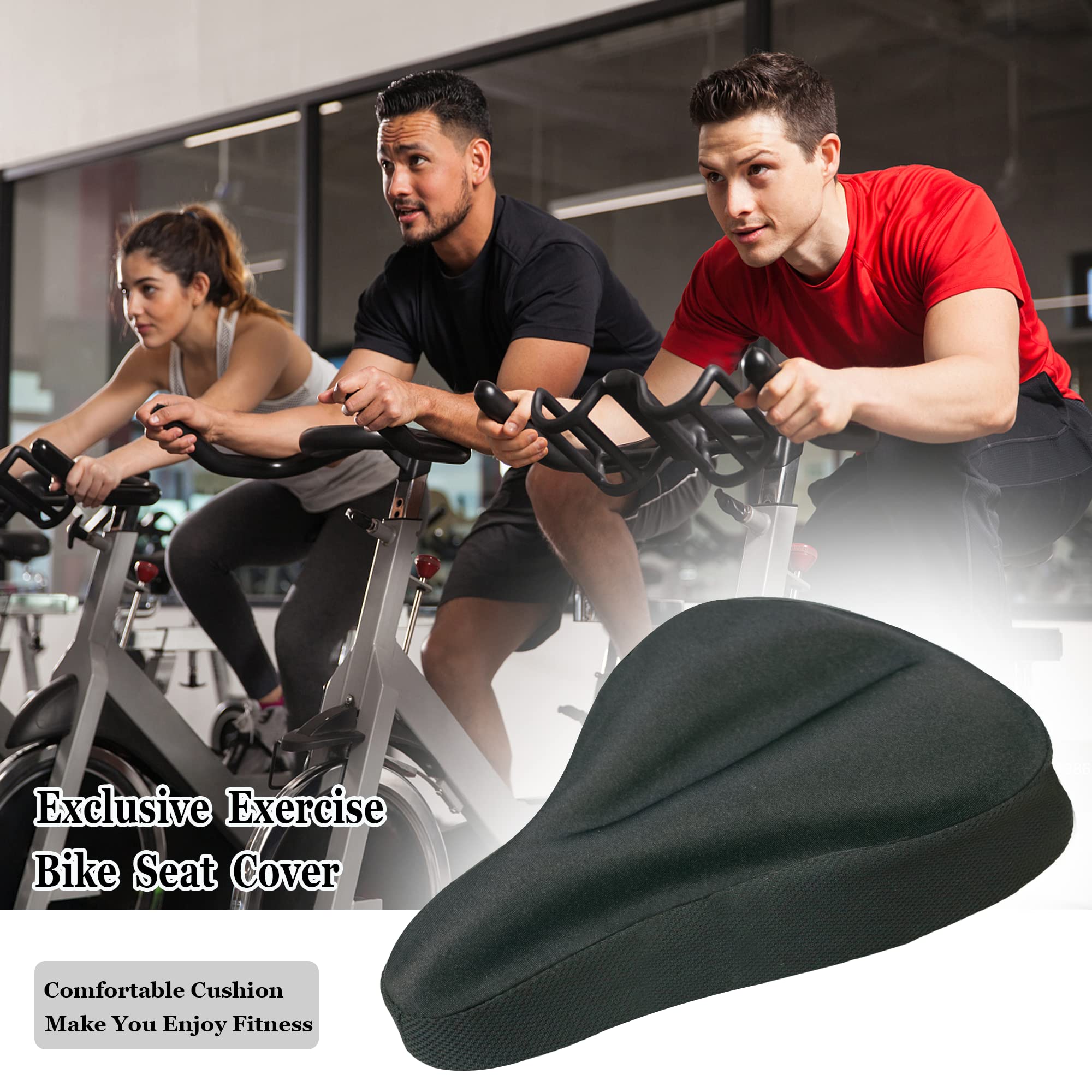 Geronmine Gel Bike Seat Cover Padded Bicycle Saddle Covers for Women & Men, Most Comfortable Exercise Bike Seat Cushion Cover, Soft for Spin Indoor Outdoor Cycling Class Mountain Stationary Bikes