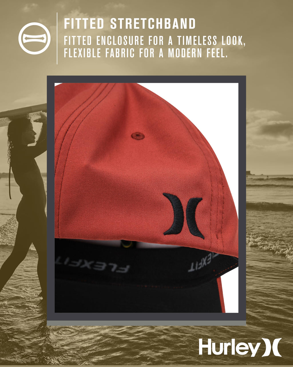 Hurley mens One & Only Corp Flexfit Perma Curve Bill Baseball Hat