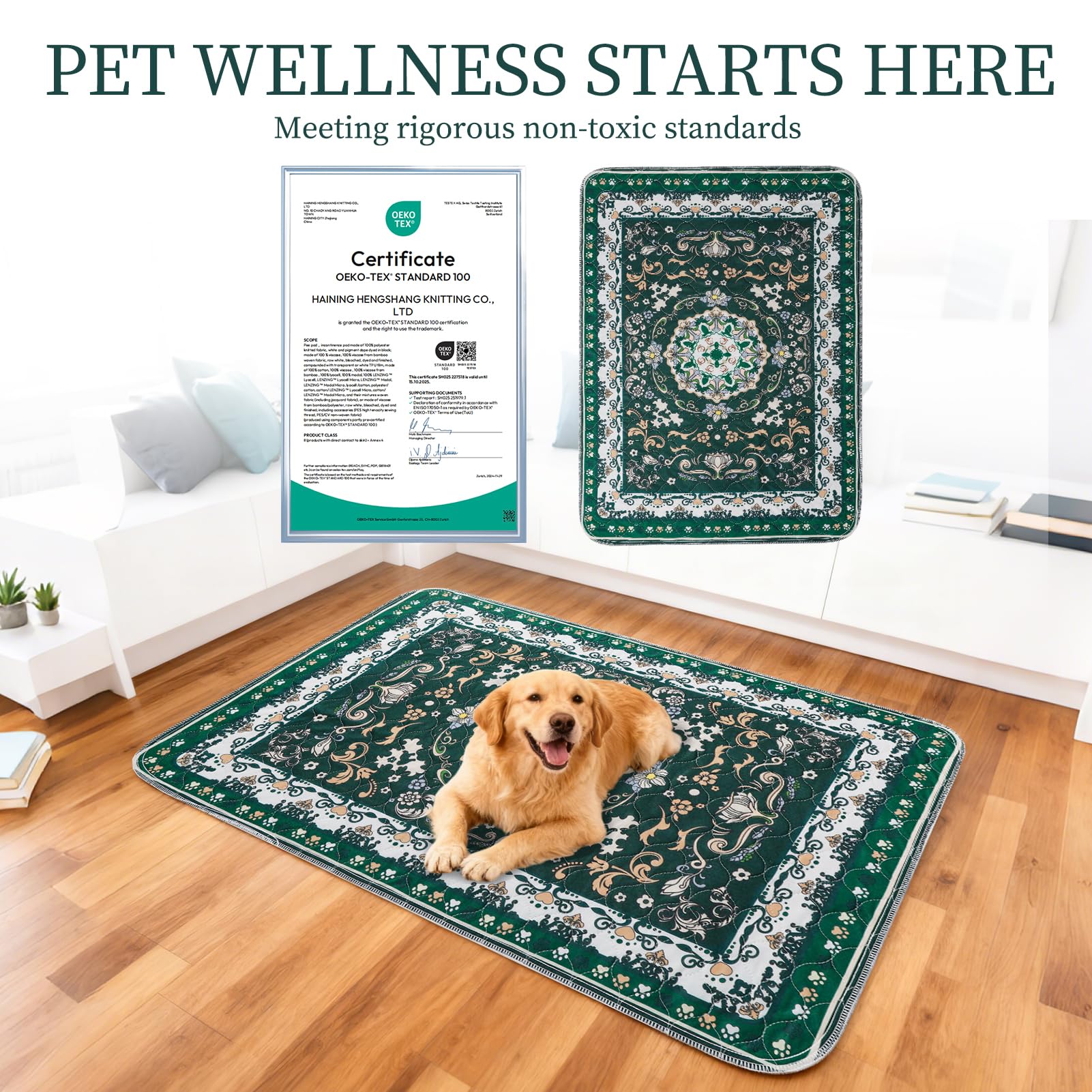 Homimp Washable Pee Pads for Dogs, 2 Pack Reusable Puppy Pads Waterproof, Absorbent and Leakproof Dog Pee Pads, Non Slip Puppy Training Pads, Pet Mat for Floor,Crate,Couch,Whelping,Beige 36"x36"