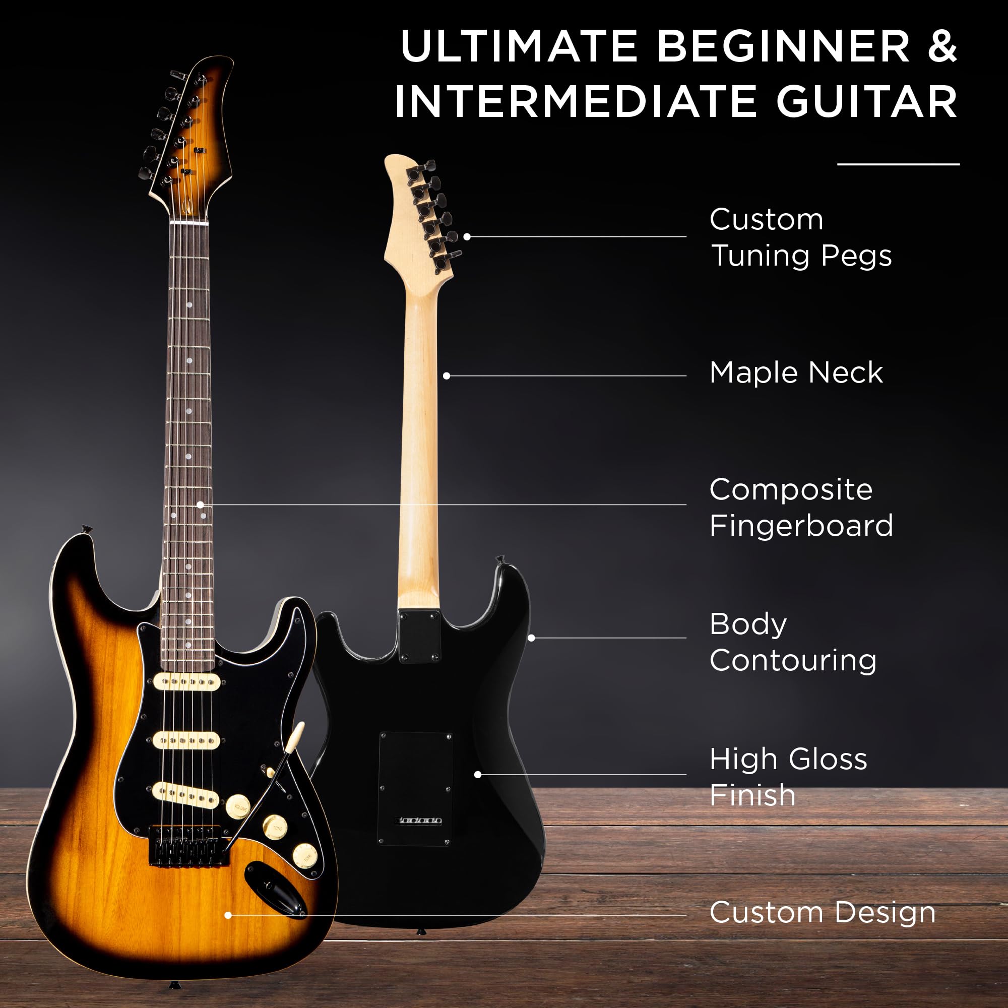 Best Choice Products 39in Full Size Beginner Electric Guitar Starter Kit w/Case, Strap, 10W Amp, Strings, Pick, Tremolo Bar - 3 Color Sunburst