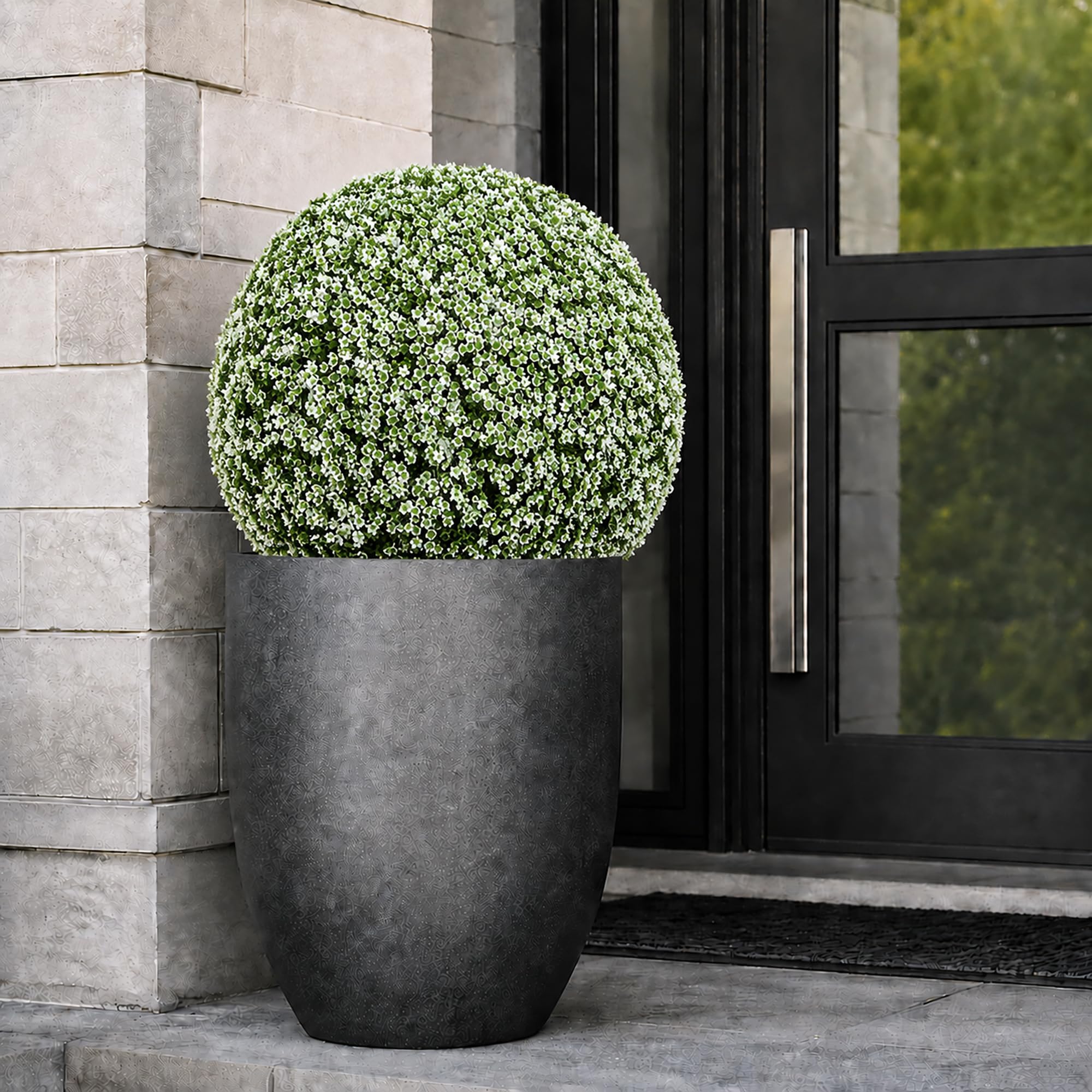 3rd Street Inn XL Baby's Breath Topiary Ball - Artificial Plant Set - Indoor/Outdoor Wedding Party Decor - Faux Foliage Garden Sphere - Tree and Bush Substitute (19")