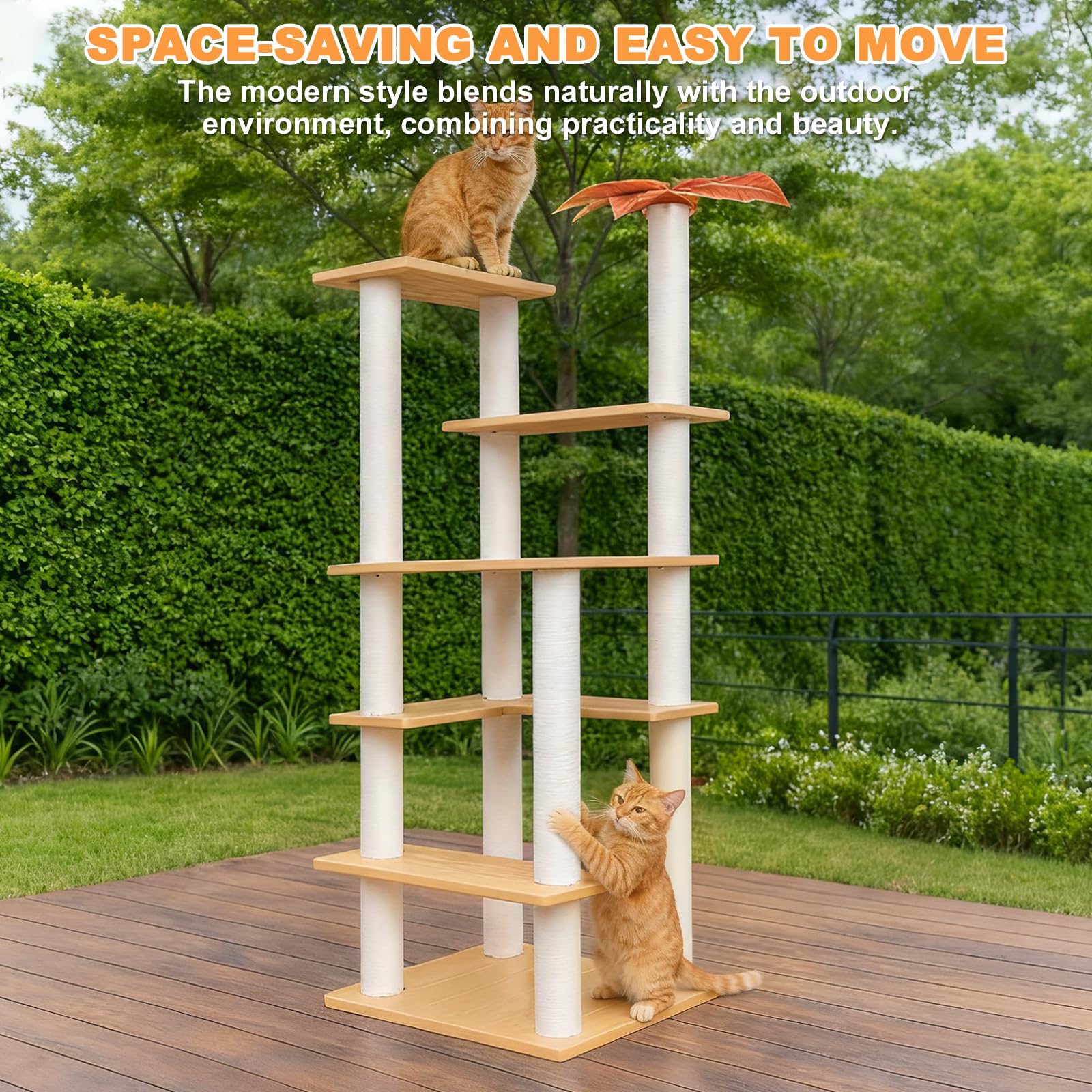Tall Cat Tree for Outdoor and Indoor Cats, Weatherproof Large Outdoor Cat Tree Tower with Scratching Posts