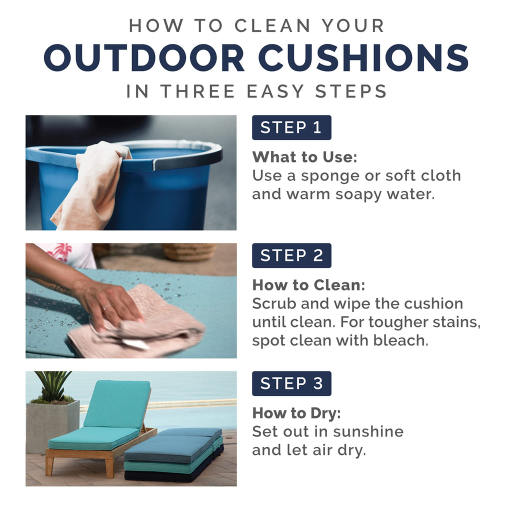 Arden Outdoor Plush Modern Tufted Blowfill Deep Seat Set, 24 x 24, Water Repellent, Fade Resistant, Deep Seat Bottom and Back Cushion for Chair and Sofa, Alana Tile