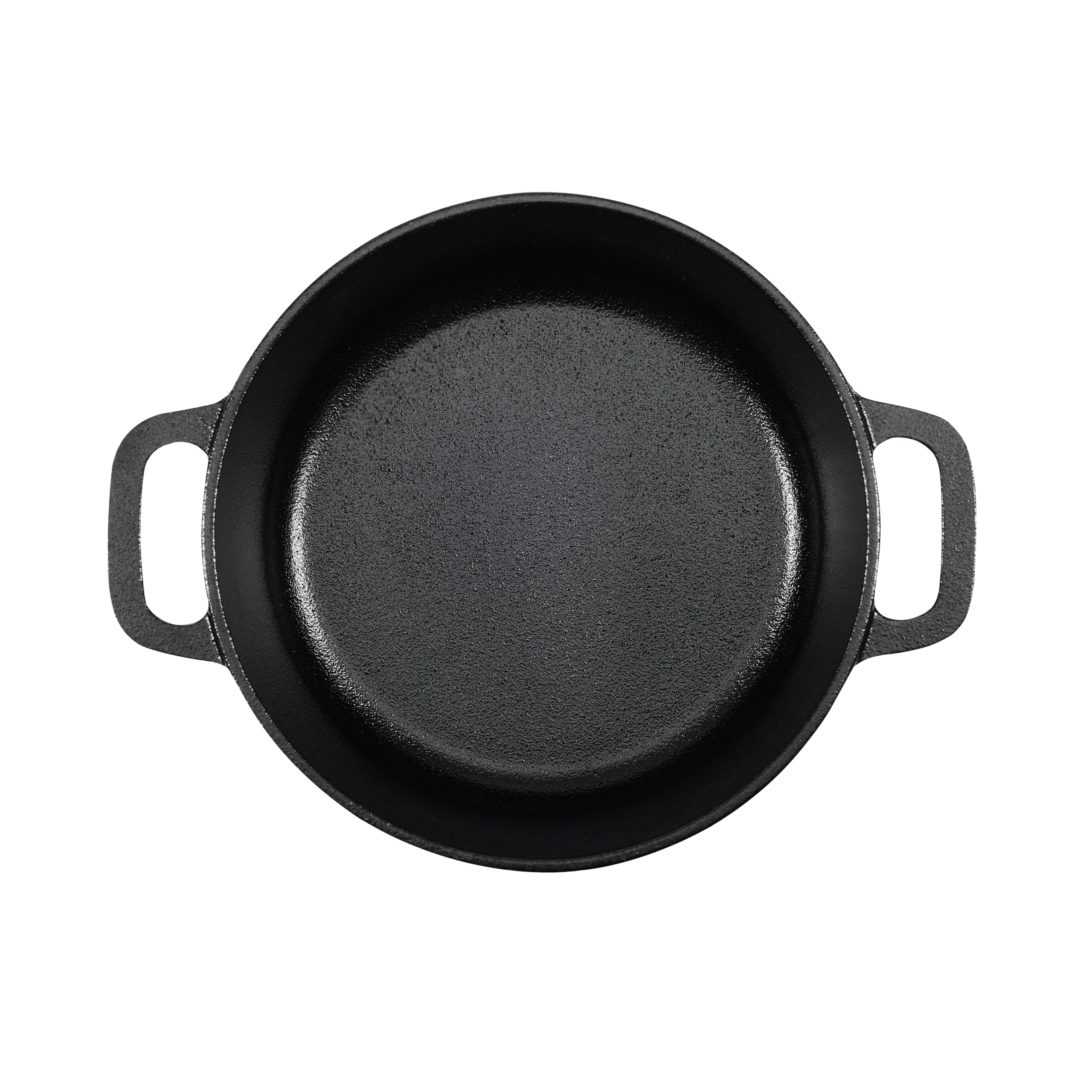 Amazon Basics Pre-Seasoned Cast Iron Mini Dutch Oven Pot with Lid and Dual Handles, Oven Safe, 2-Quart, Round, Black