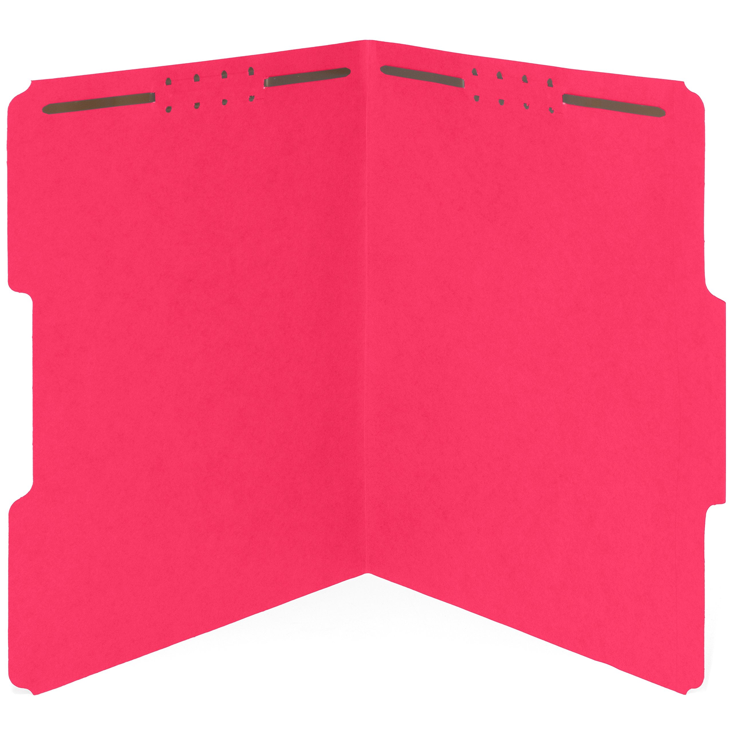 50 Fastener File Folders, File Folders with Fastener 1/3 Cut Reinforced Tab, Durable 2 Prongs for Medical Files, Law Client Files, or Office Reports, Letter Size, Assorted Colors, 50 Pack