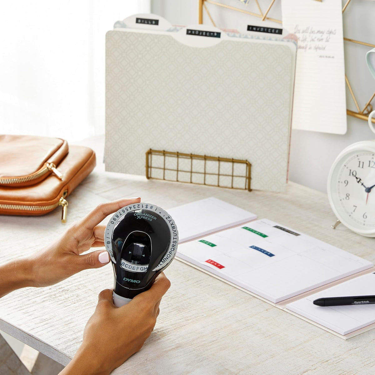 DYMO Embossing Label Maker, Includes 3 DYMO Label Tapes, Organizer Xpress Pro Starter Kit - Ergonomic Design, For Home DIY & Crafting