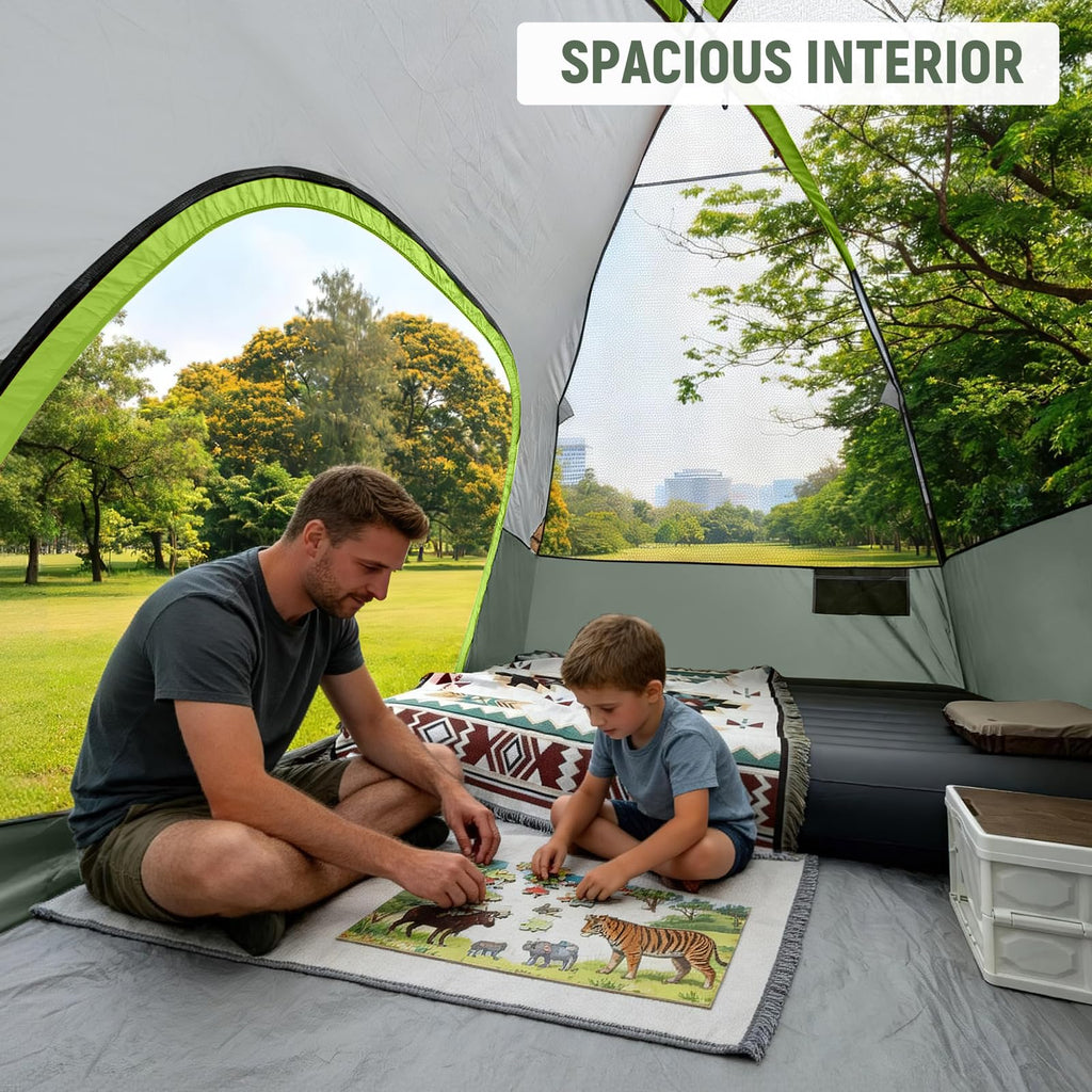 CAMPROS CP Camping Tent 2/4/6 Person, Waterproof Windproof Double Layer Dome Tent, Easy Setup with Large Mesh Windows & Wide Door for Outdoor Camping Backyard