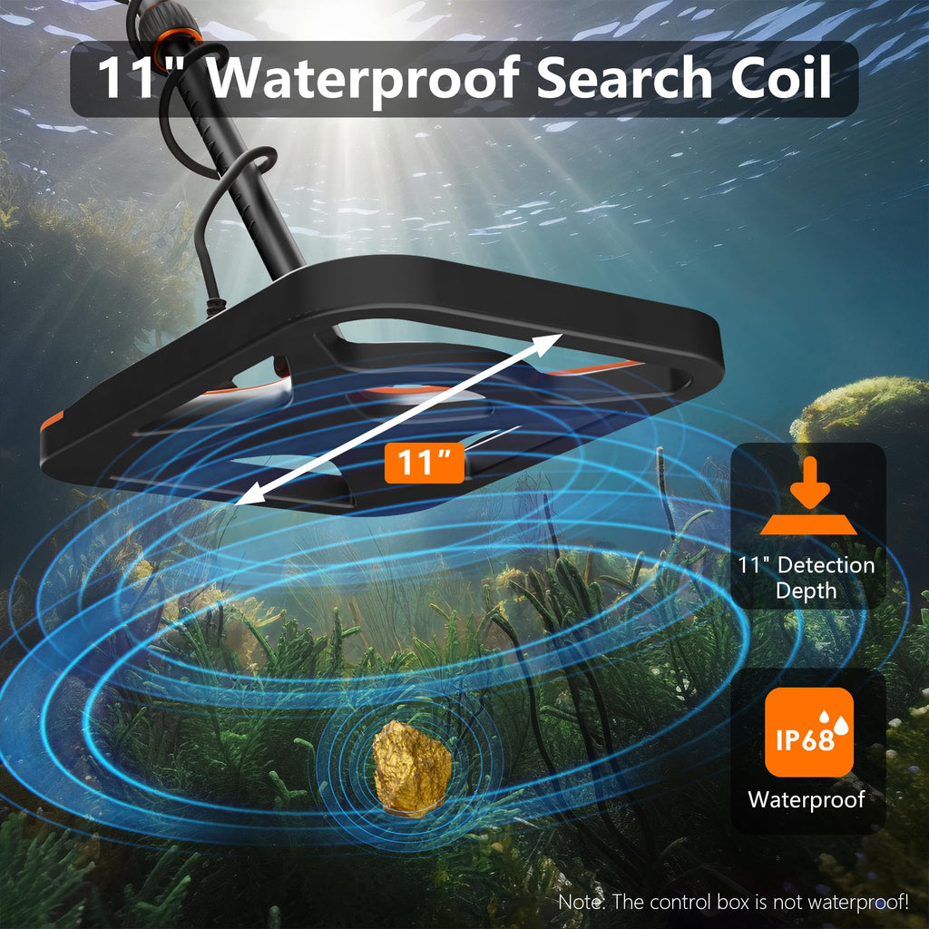 Metal Detector for Adults Rechargeable, 11" Professional Metal Detector for Gold & Silver, High Accuracy Waterproof Design, 5 Modes, Christmas Stocking Stuffers Gifts for Men/Dad,M55,Orange