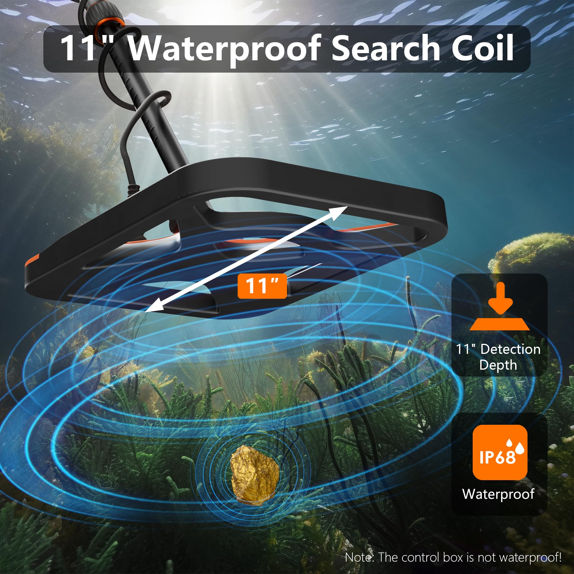 Metal Detector for Adults Rechargeable, 11" Professional Metal Detector for Gold & Silver, High Accuracy Waterproof Design, 5 Modes, Christmas Stocking Stuffers Gifts for Men/Dad,M55,Orange