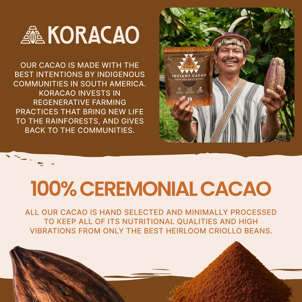 KORACAO Sustainably Harvested Cacao | Ideal Superfood for Everyday Bliss | Ceremonial Grade Cacao | Enhance Your Spiritual Journey with Ancient Superfood Delight - 1 Pound