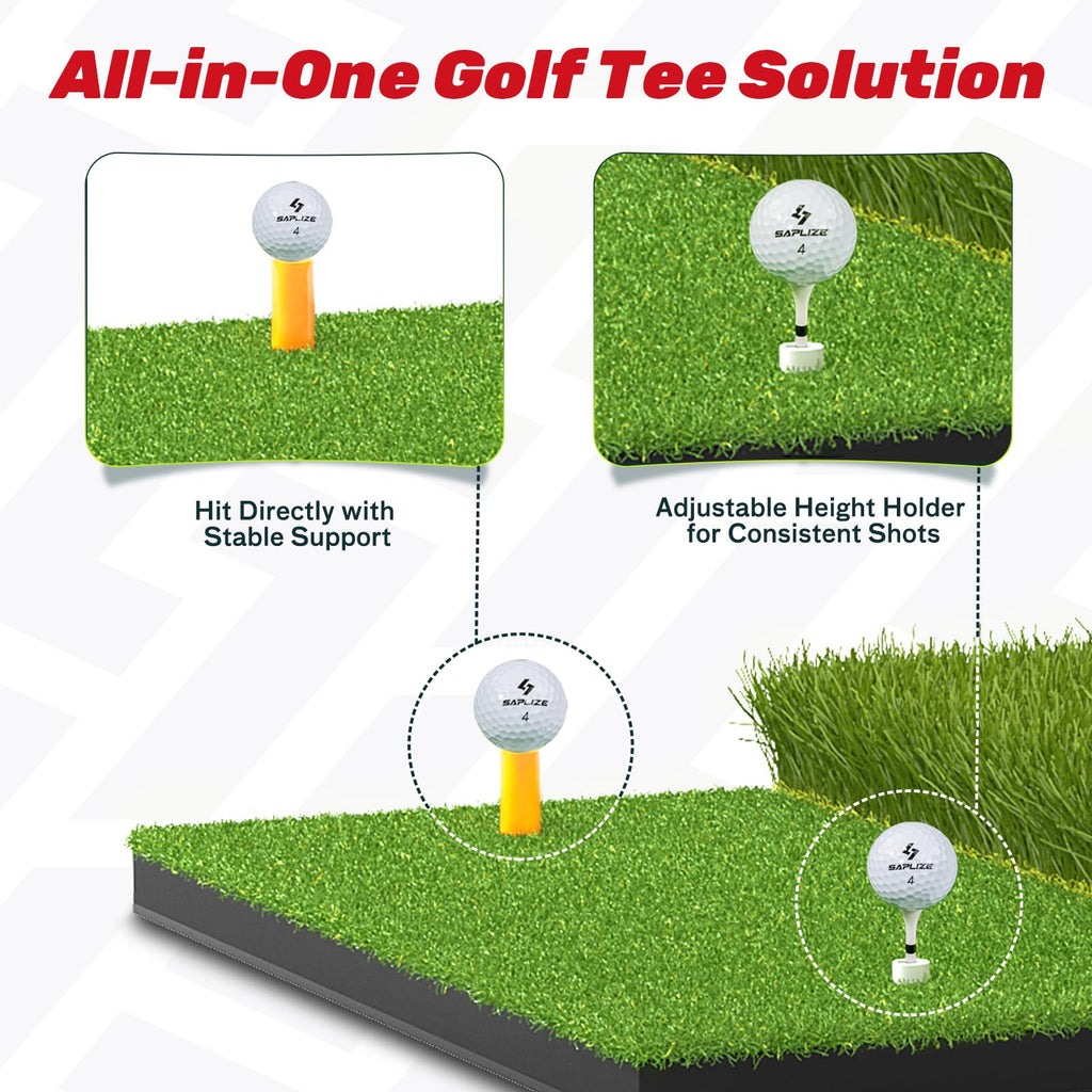 SAPLIZE Foldable Heavy-Duty Golf Hitting Mat with 10mm EVA Backing for Indoor/Outdoor Swing & Chipping, Golf Accessories & Gift for Men & Women