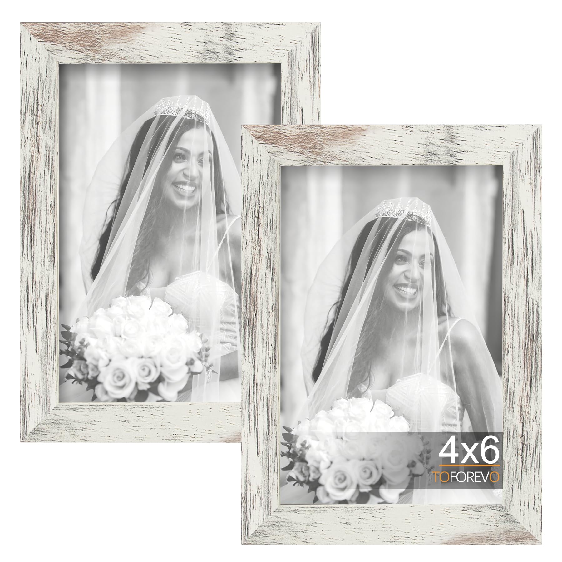 TOFOREVO Picture Frames 4x4 Set of 2 Black Wood Grain Photo Frame for Gallery Wall Mounting or Tabletop Display