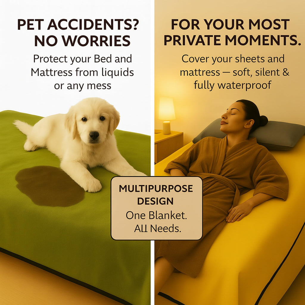 Waterproof Blanket for Bed & Couch Protection, Reddish/Green, 80"x90" | High-Density Heavy-Duty Material – Ultra-Soft & Durable Soft Fleece, Leakproof, Reversible, Silent No-Crinkle Design