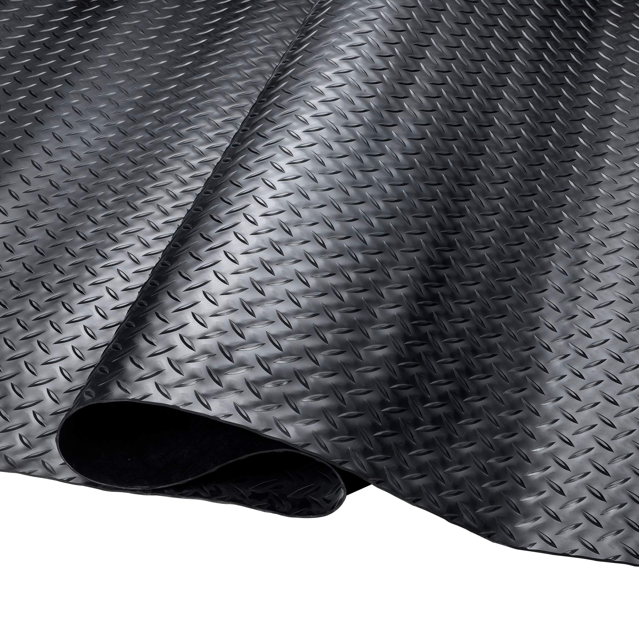 SEAL 4 x 6 FT Premium Garage Floor Mat, Solid 2.8mm Thick Lay-Flat Black Commercial Grade Heavy Duty Parking Mat for Golf Cart, Workbench, ATV, Water/Stain Resistant Runner (Embossed Diamond Plate)