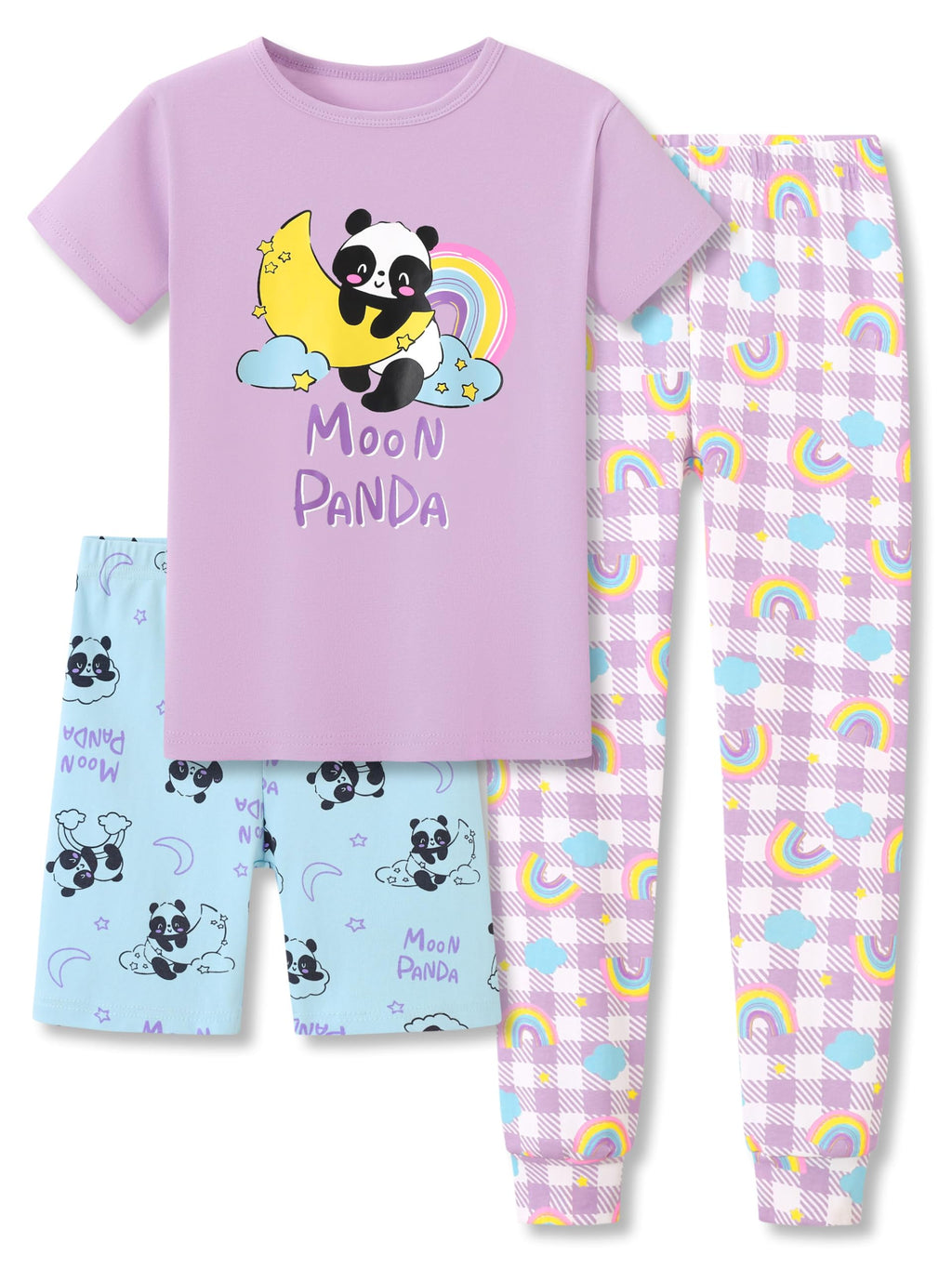 Topgal Little & Big Girls Cotton Knit Pajama 3-Piece Shorts Pants Summer PJ Set Size 4-14