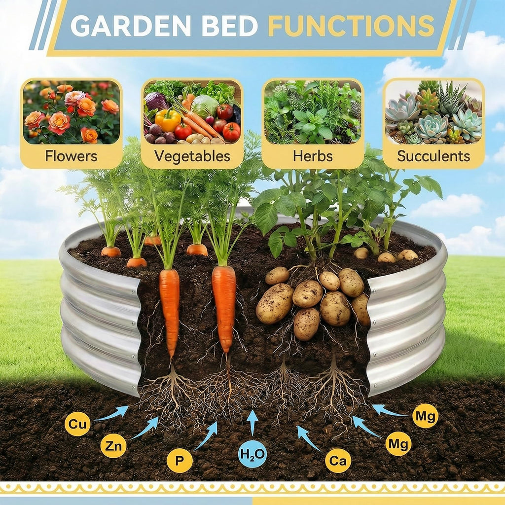 Land Guard Galvanized Raised Garden Bed Kit, Galvanized Planter Raised Garden Boxes Outdoor, Round Large Metal Raised Garden Beds for Vegetables ……