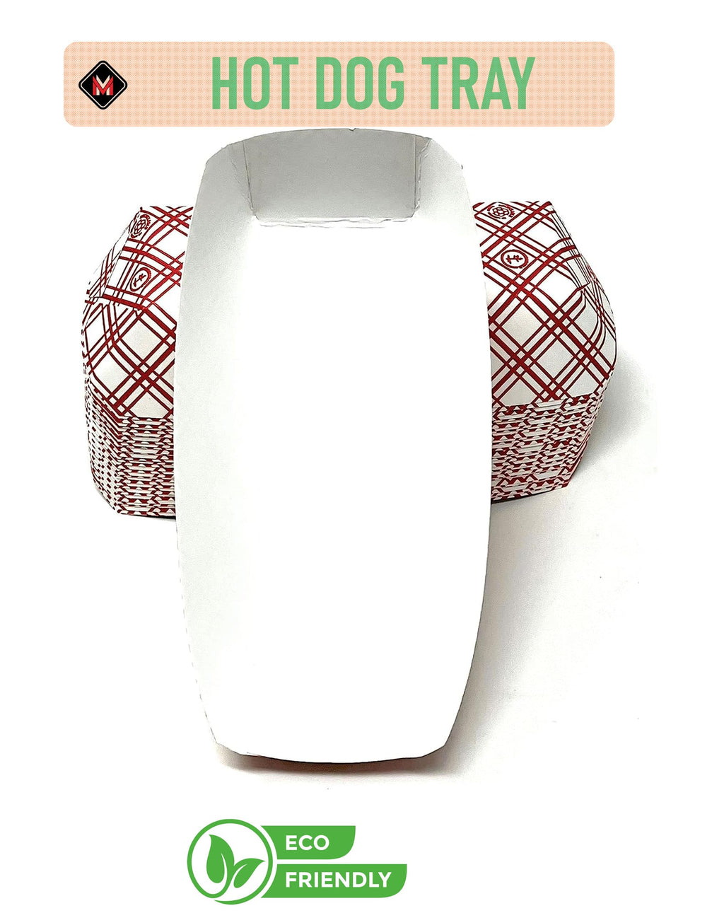 Mr Miracle 7 Inch Paper Hot Dog Tray in Kraft Paper. Pack of 25. Disposable, Recyclable and Fully Biodegradable. Made in USA