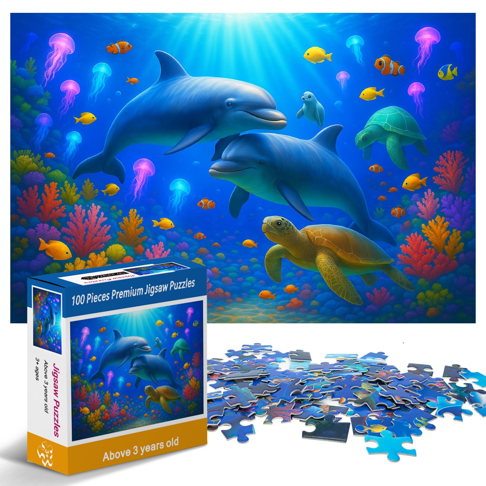 100 Piece Puzzles Rainbow Dinosaur Puzzle for Kids Ages 4-8 8-10, 100 Piece Jigsaw Puzzle for Children Learning Educational Puzzles Toys Birthday Gifts for Girls Boys, Dinosaur