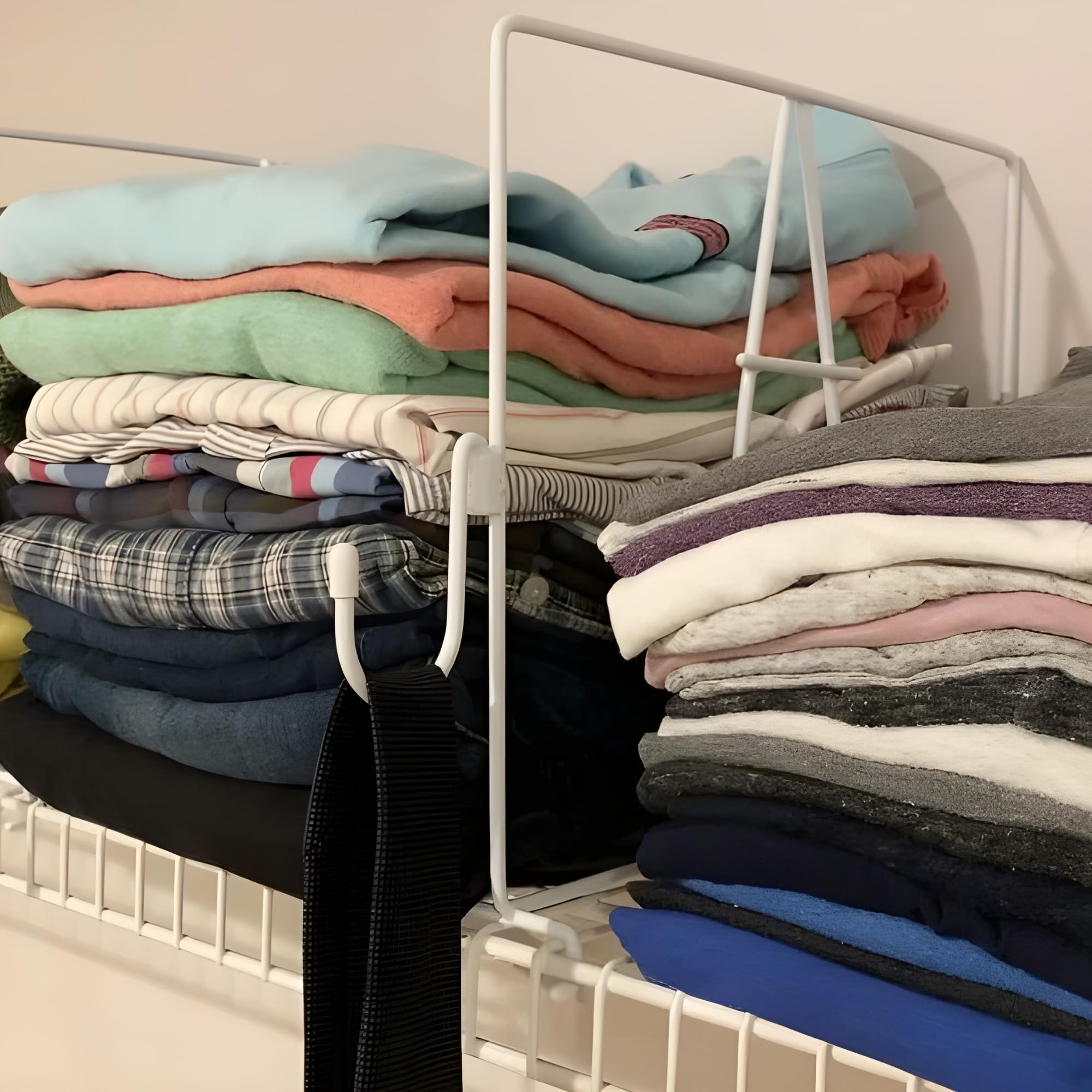 Evelots Wire Shelf Dividers - Extra Closet Organization and Storage for Home or Office -4 Pack- New Removable Hooks - Tall Shelf Separators - Easy to Clip -No Tool- Sturdy Coated Steel - 12 Inch Tall