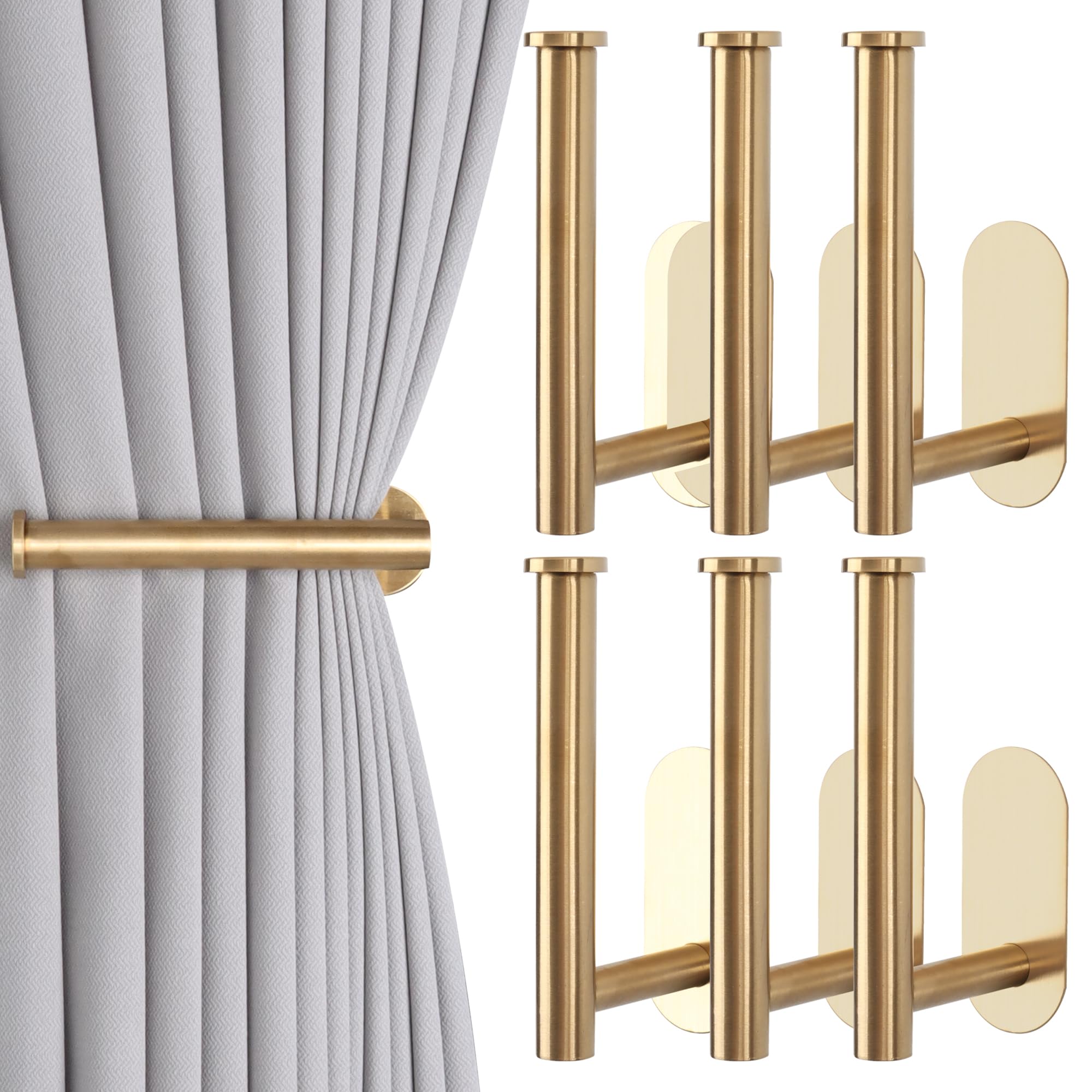 Groleca 2 Pack Adhesive Curtain Holdbacks Curtain Tie Backs Curtain Holdbacks No Drill Curtain Pull Backs Adhesive Curtain Hooks Curtain Holders for Drapes (2, Black)
