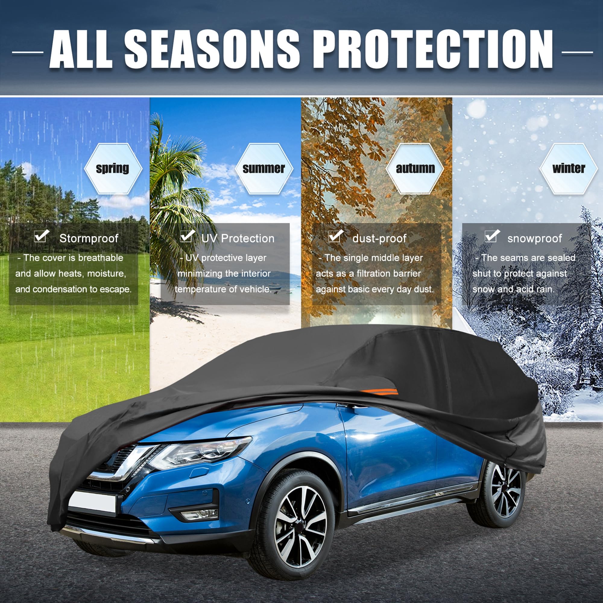 X AUTOHAUX Car Cover for Mini Cooper 2DR 2002-2021 210D-PU Outdoor Full Car Cover All Weather with Door Zipper