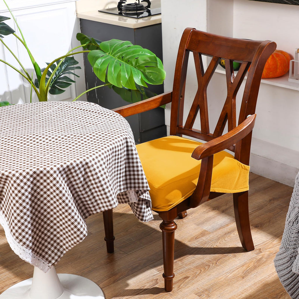 Havawish Large Dining Room Chair Seat Covers with Armrest Dining Chair Slip Covers Protectors(1 Pcs,Beige White)