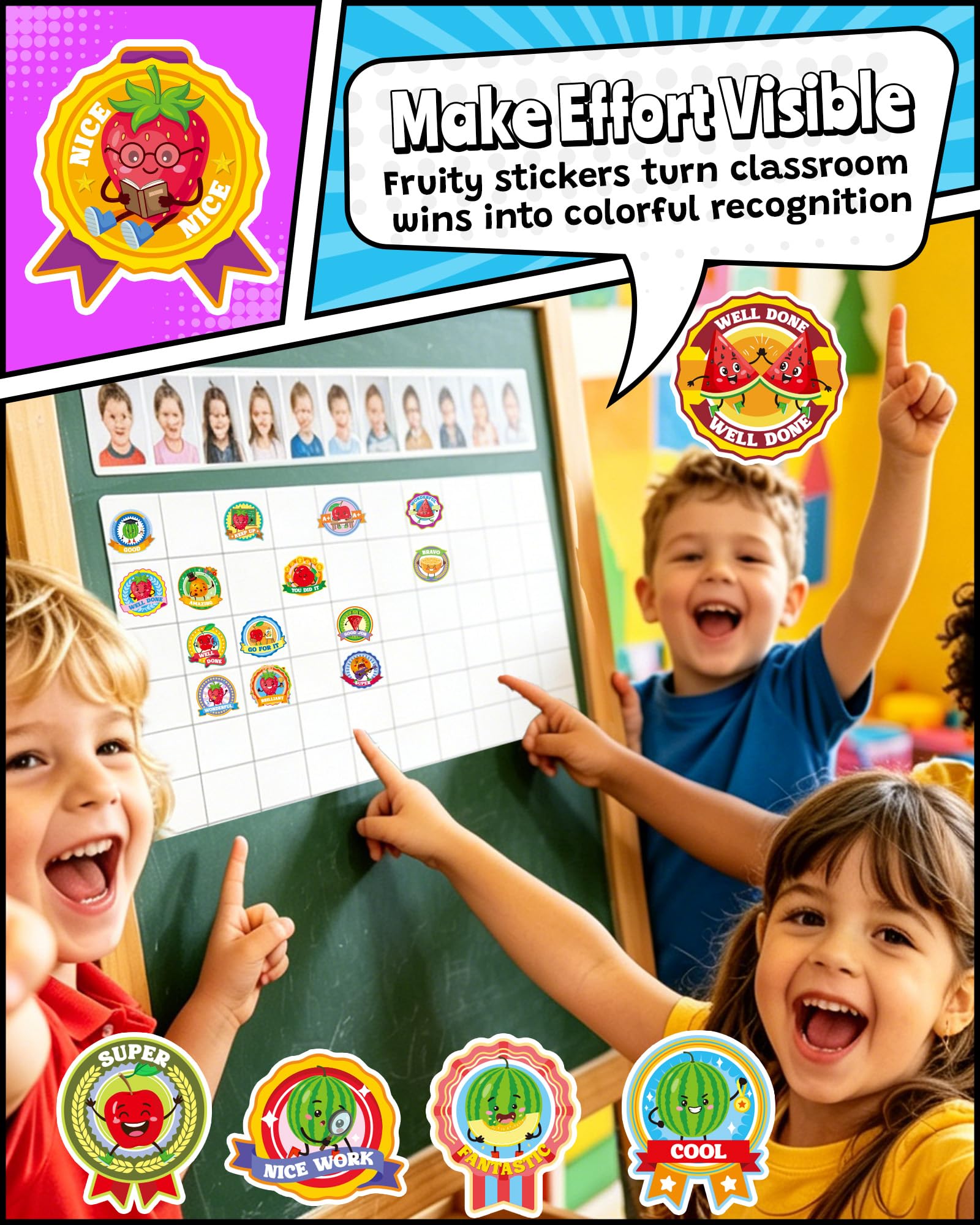 HORIECHALY 3 Rolls Scratch and Sniff Stickers for Kids, 600PCS Smelly Scented Stickers, Kid's Reward Sticker, Classroom Teacher Must Haves, School Supplies Incentives Christmas Children‘s Gift-1.57''