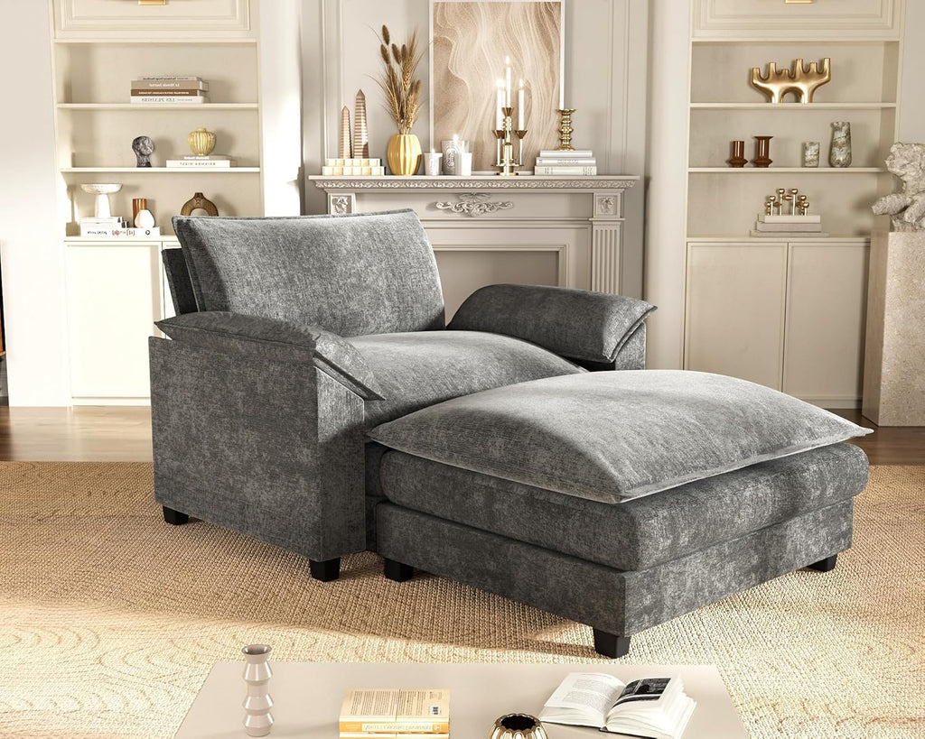 Homall 80" Modular Sectional Sofa, Loveseat Sofa Couch with Double-Layer Cushion, DIY Combination Chenille Deep 2-Seat Cloud Couch for Living Room, Apartment (Bright Grey, Loveseat Sofa)