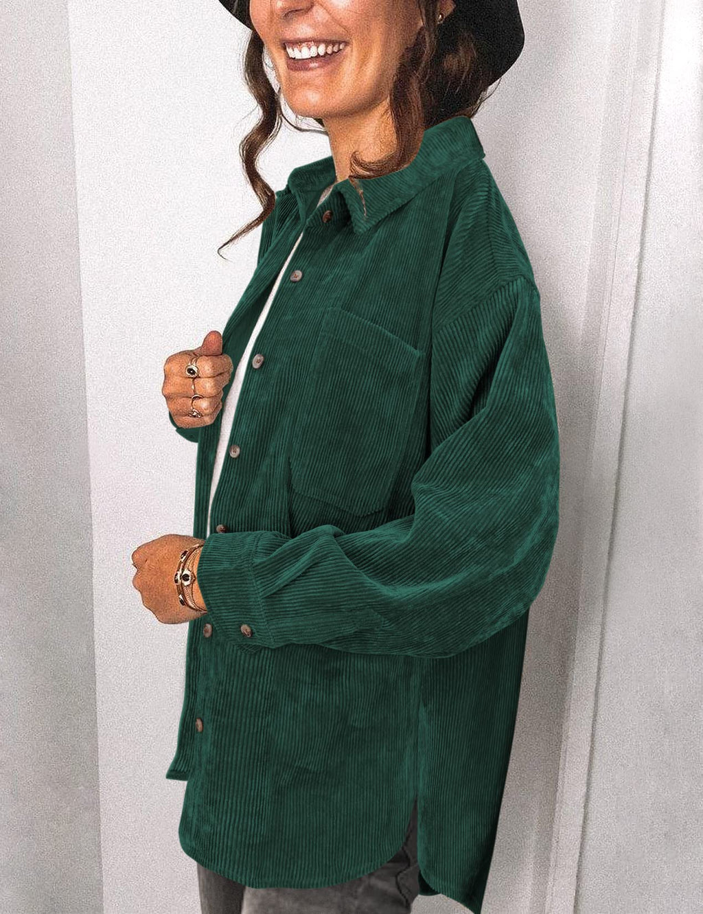 Saslax Women's Corduroy Shirt Shacket Jacket