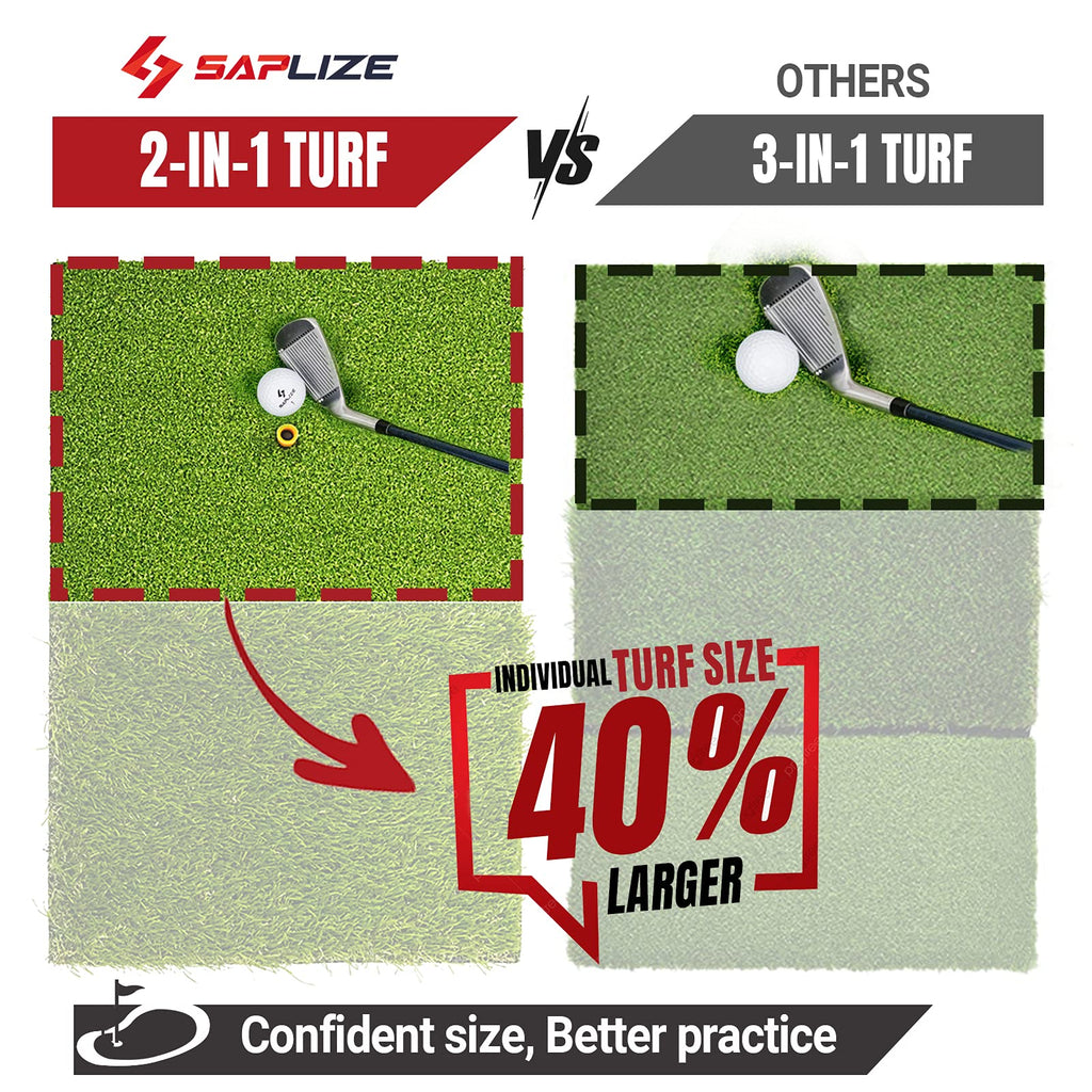 SAPLIZE Foldable Heavy-Duty Golf Hitting Mat with 10mm EVA Backing for Indoor/Outdoor Swing & Chipping, Golf Accessories & Gift for Men & Women