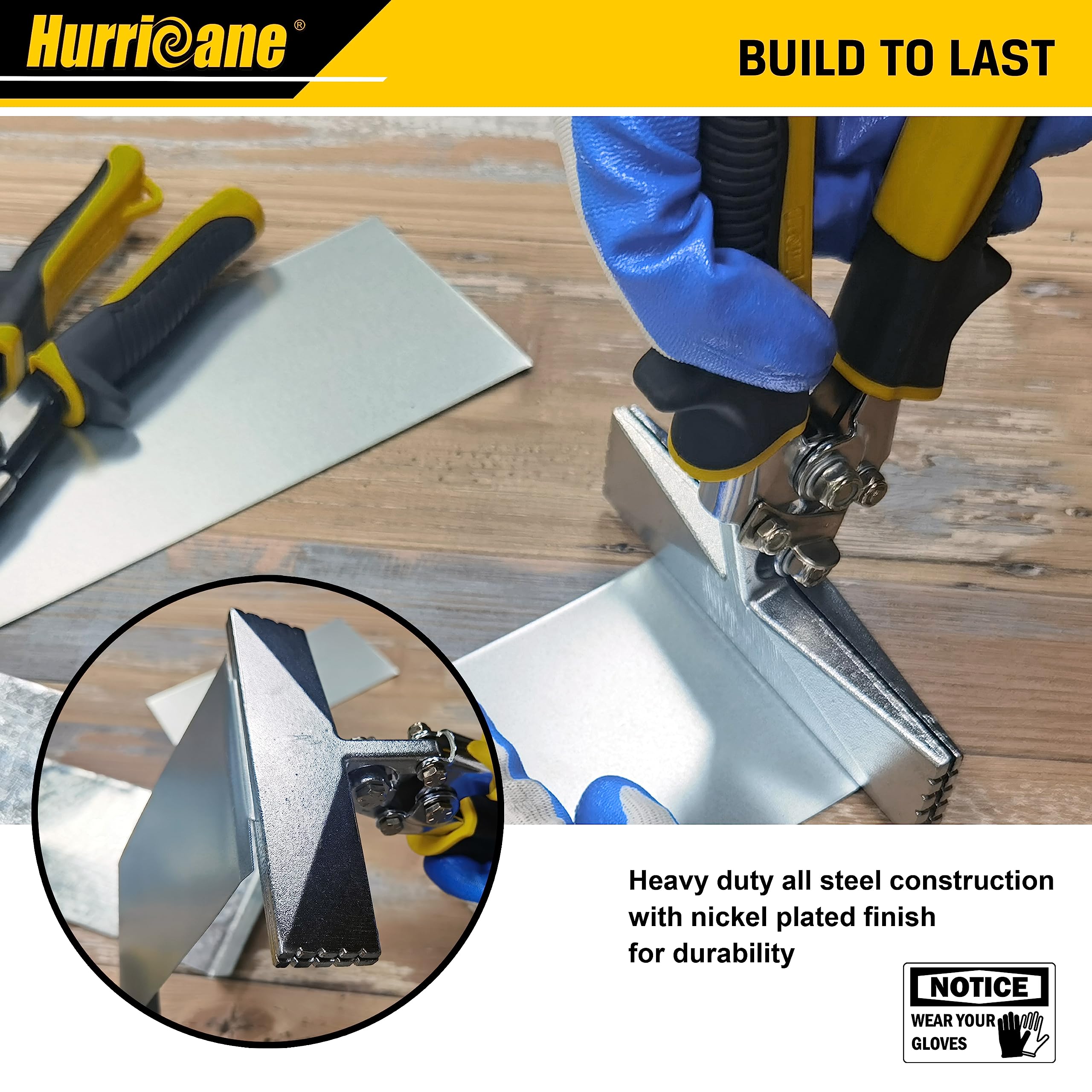 HURRICANE 3inch Sheet Metal Hand Seamer, Heavy Duty Bender for Metal Flattening, Precision Duckbill Pliers and Sheet Metal Tongs, Ideal for HVAC Projects, Ergonomic Straight Flat Smooth Jaw