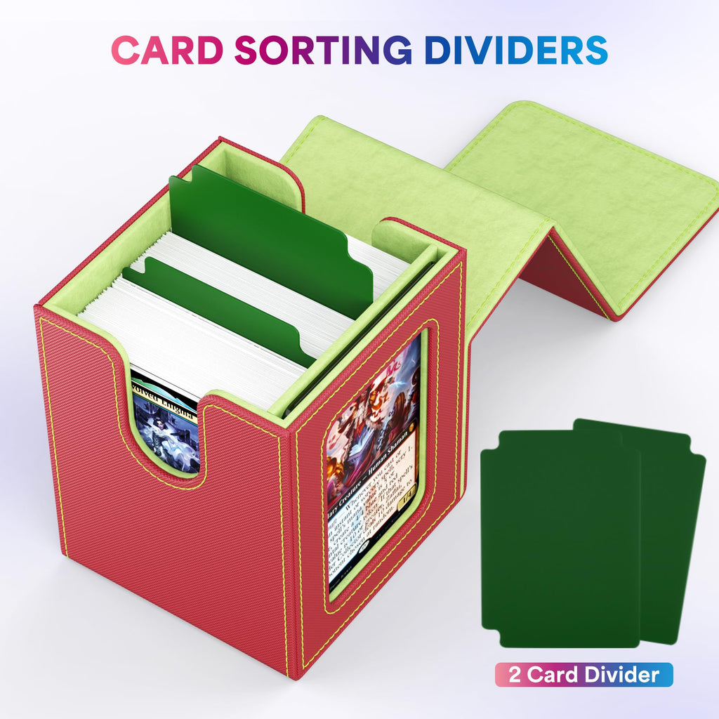 UAONO 4 Pack MTG Commander Deck Box, Independent Commander Display, Fits 400 Double-Sleeved Cards, Magnetic Deck Case for Magic the Gathering TCG, 8 Dividers & 4 Top Loaders (4 Color)