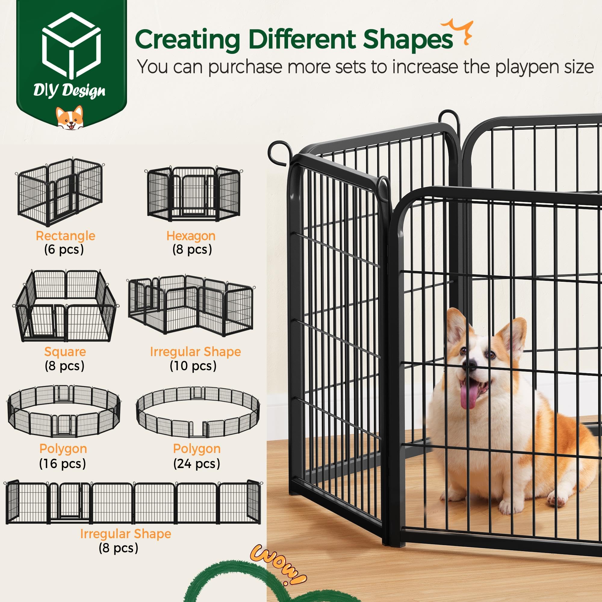 Yaheetech Dog Playpen, 24 inch 2 Panels Dog Pen for Indoor Heavy Duty Puppy Exercise Pen Metal Pet Fence for RV Camping/Yard/Garden