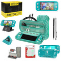 Switch Lite Accessories Bundle, Kit with Carrying Case,TPU Case Cover with Screen Protector,Charging Dock,Playstand, Game Card Case, USB Cable, Stylus,Thumb Grip Caps for Nintendo Switch Lite (Black)