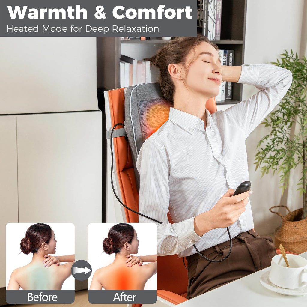 Brelley Neck and Back Massager for Pain Relief Deep Tissue with Heat, Shiatsu Shoulder Massager with Bi-Directional Rotating Head for Neck, Back, Shoulders, and Legs