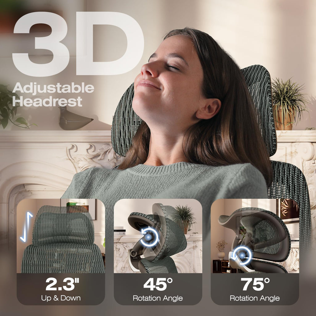 ELABEST X100 Ergonomic Office Chair with Footrest, Big and Tall Home Desk Chair with 5D Flip-Up Arms, Adjustable 3D Lumbar Support,High Back Rolling Computer Chair, Swivel Mesh Chairs (Coffee Break)