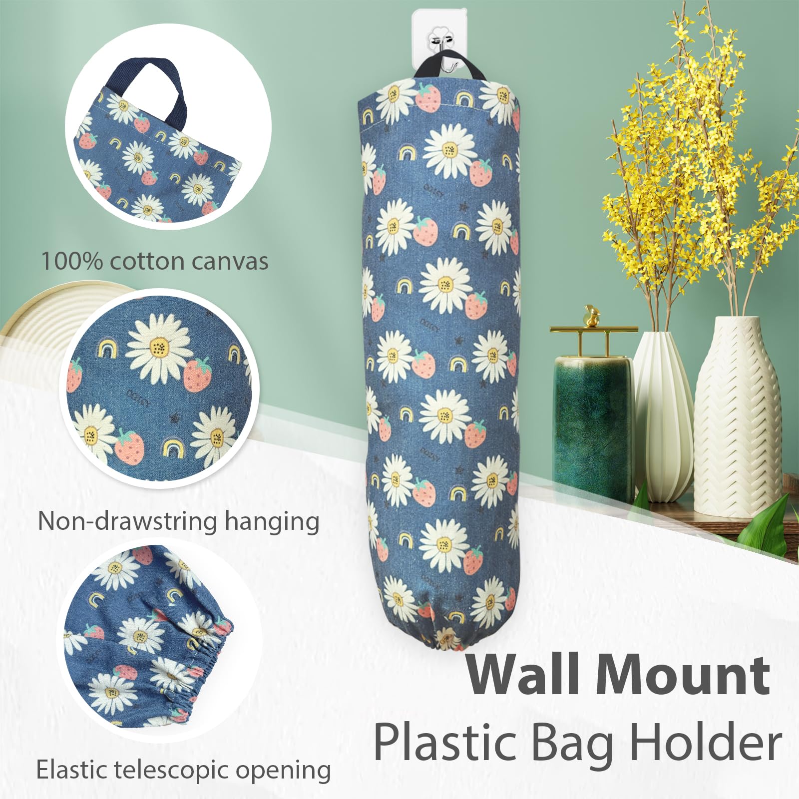 Plastic Bag Holder，Reusable Grocery Bag Holder，Wall Mount Plastic Bag Organizer Shopping Bags Carrier，Washable Large Grocery Bag Storage Dispenser for Home Kitchen Travelling Decor, 1 Pack，Alpaca
